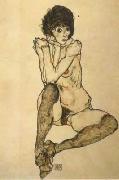 Egon Schiele Seated Female Nude,Elbows Resting on Right Knee (mk12) painting